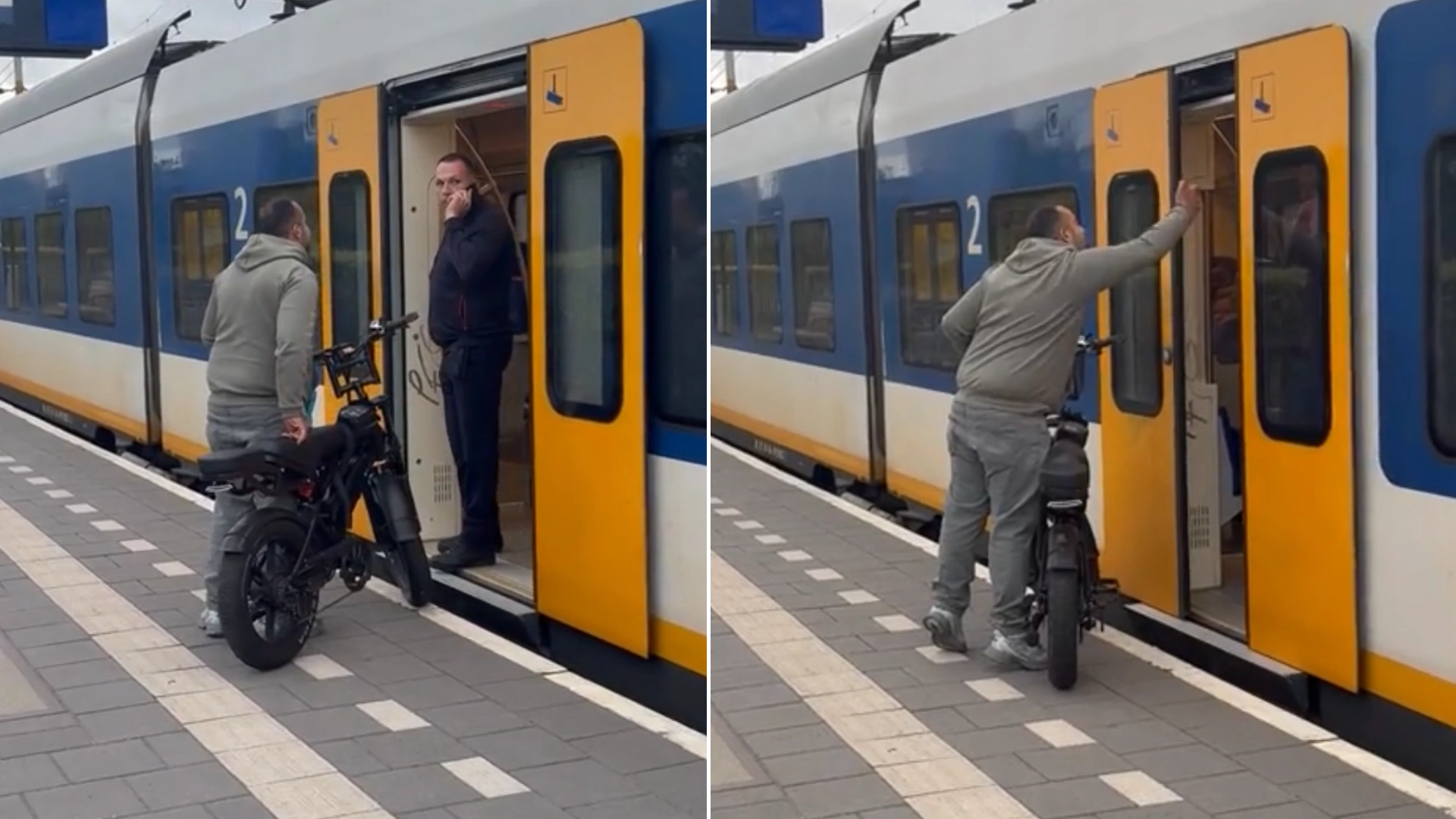 Fatbiker wordt trein uitgezet
