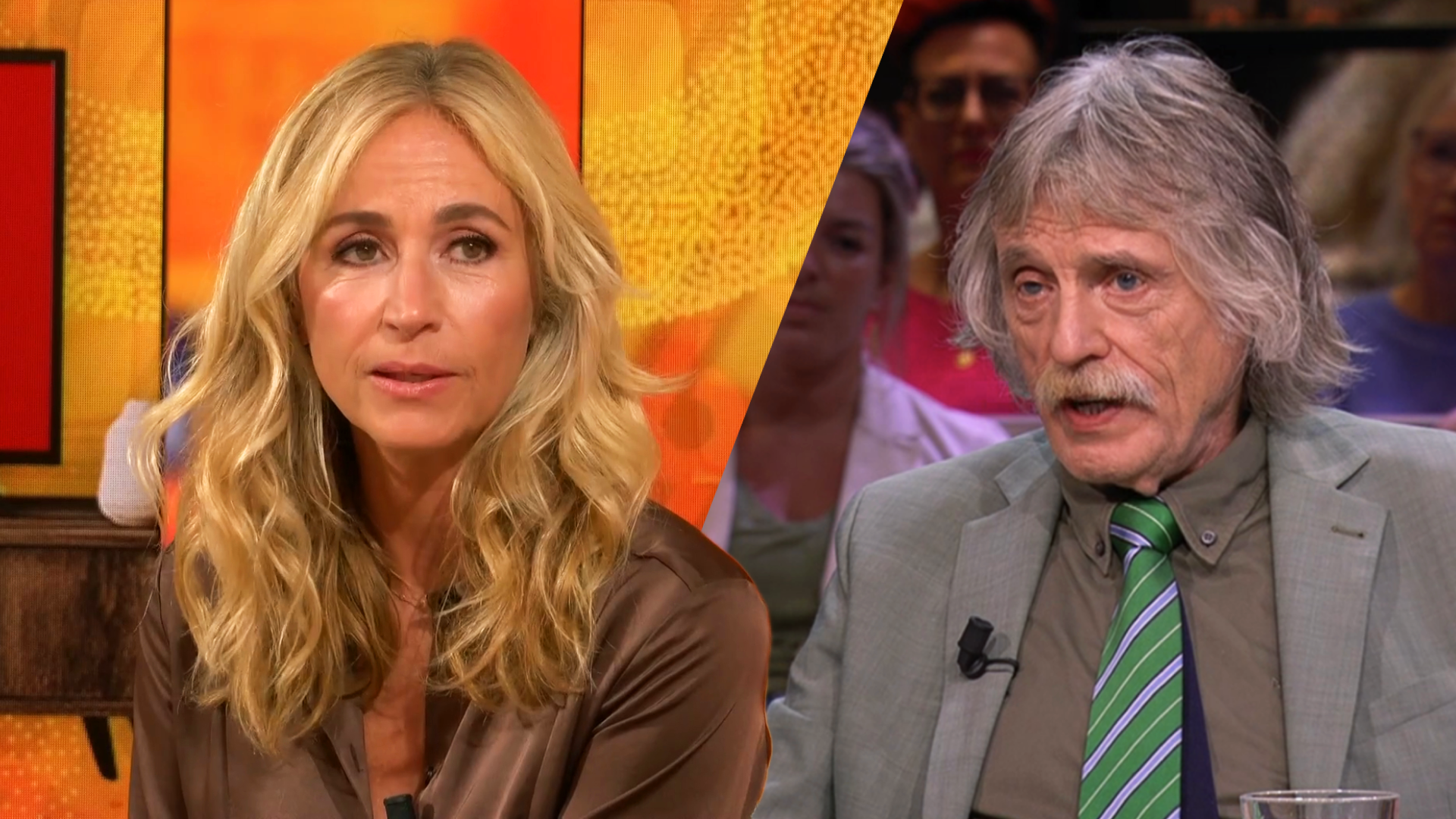 Wendy van Dijk/Johan Derksen (beeld: SBS 6) Wendy van Dijk/Johan Derksen (beeld: SBS 6)