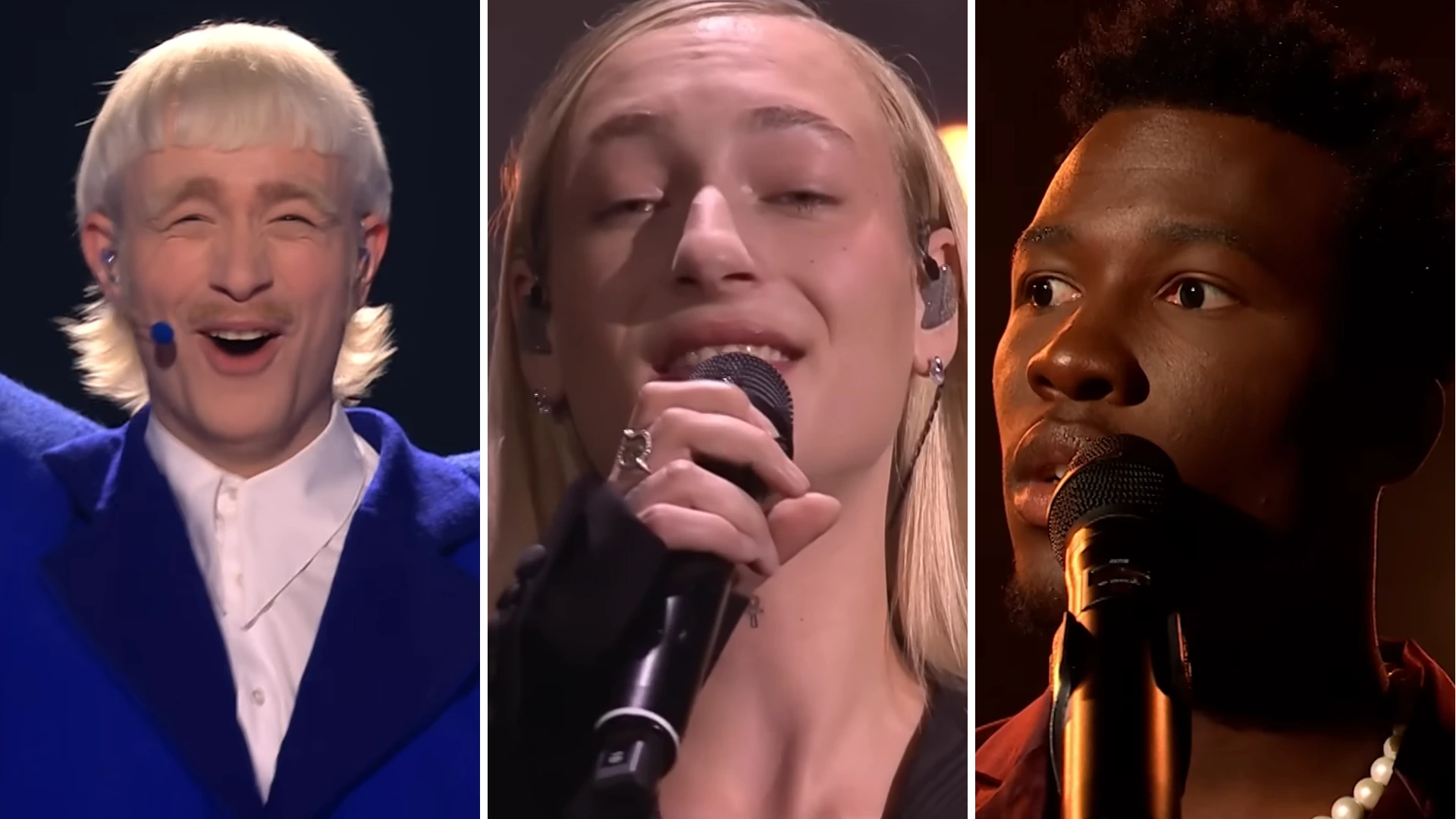 Joost Klein, S10 en Claude tijdens hun deelname aan het Eurovisie Songfestival