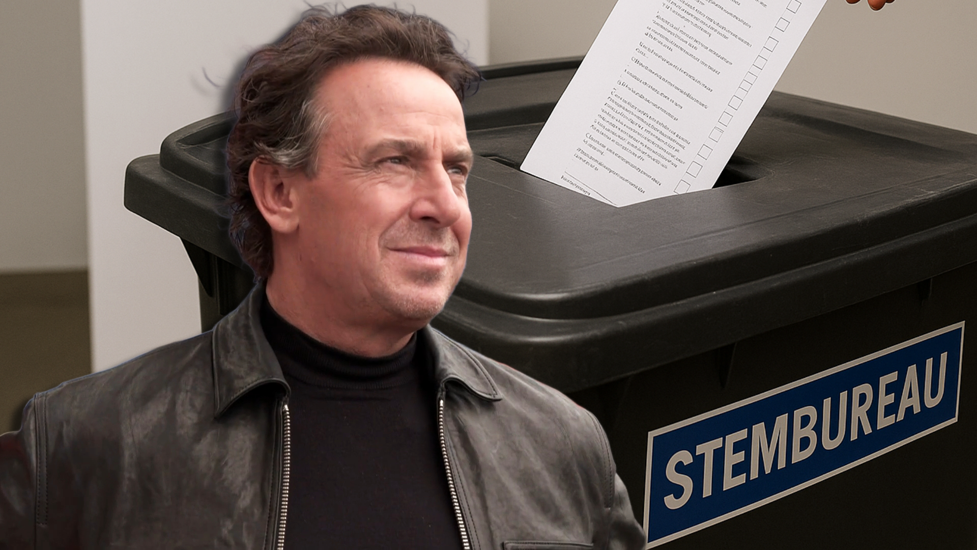 Marco Borsato bij het stemhokje