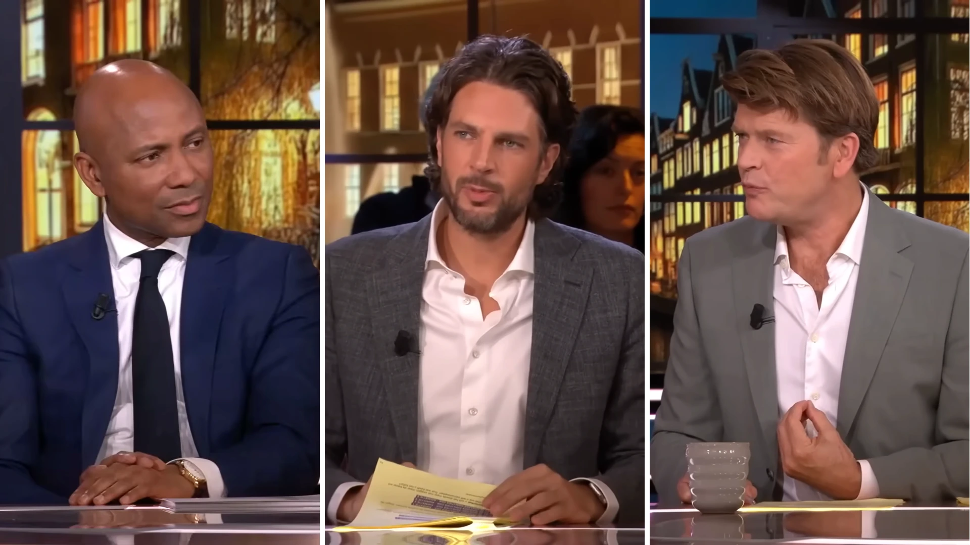 RTL Tonight-presentatoren Humberto Tan, Renze Klamer en Beau van Erven Dorens