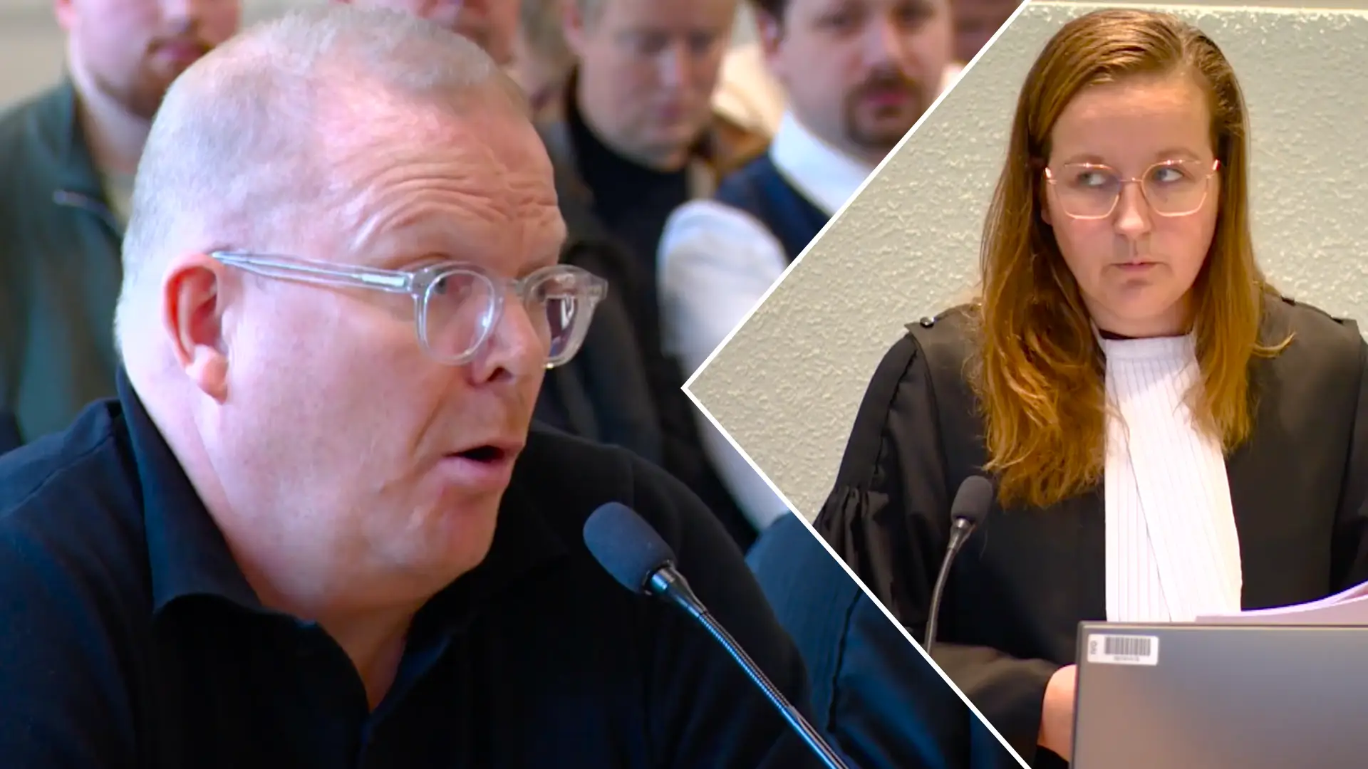 Jan Roos met rechts de officier van justitie Jan Roos met rechts de officier van justitie