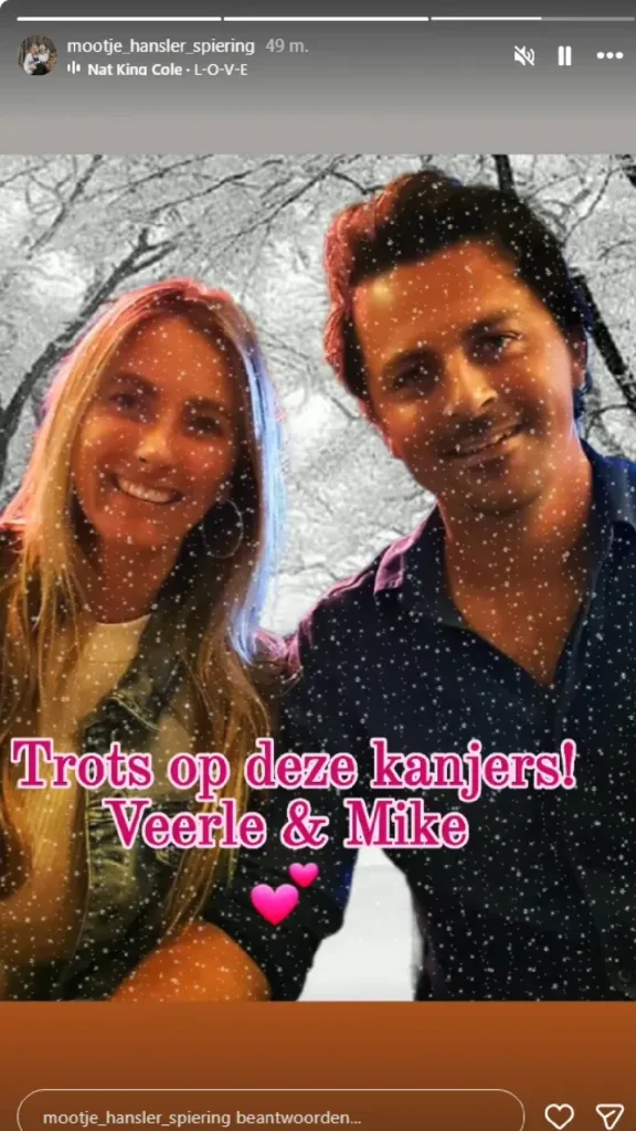 Foto van Veerle, de nieuwe vriendin van Mike (© Instagram: mootje_hansler_spiering)