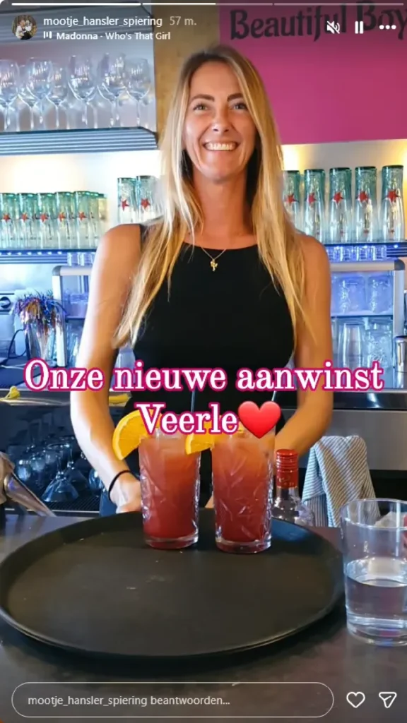 Foto van Veerle, de nieuwe vriendin van Mike (© Instagram: mootje_hansler_spiering)