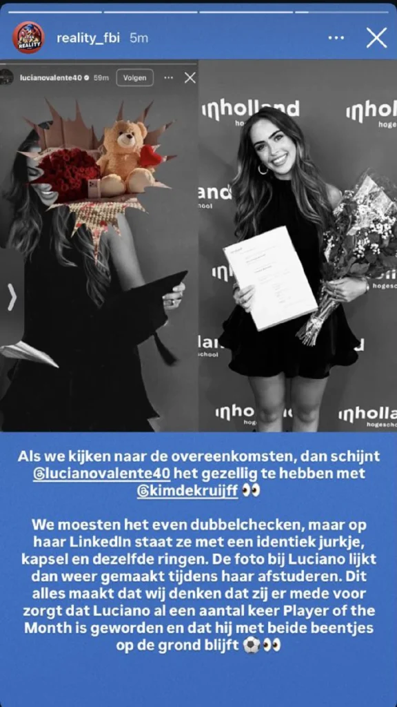 Luciano Valente heeft het volgens RealityFBI gezellig met Kim de Kruijff (© RealityFBI)