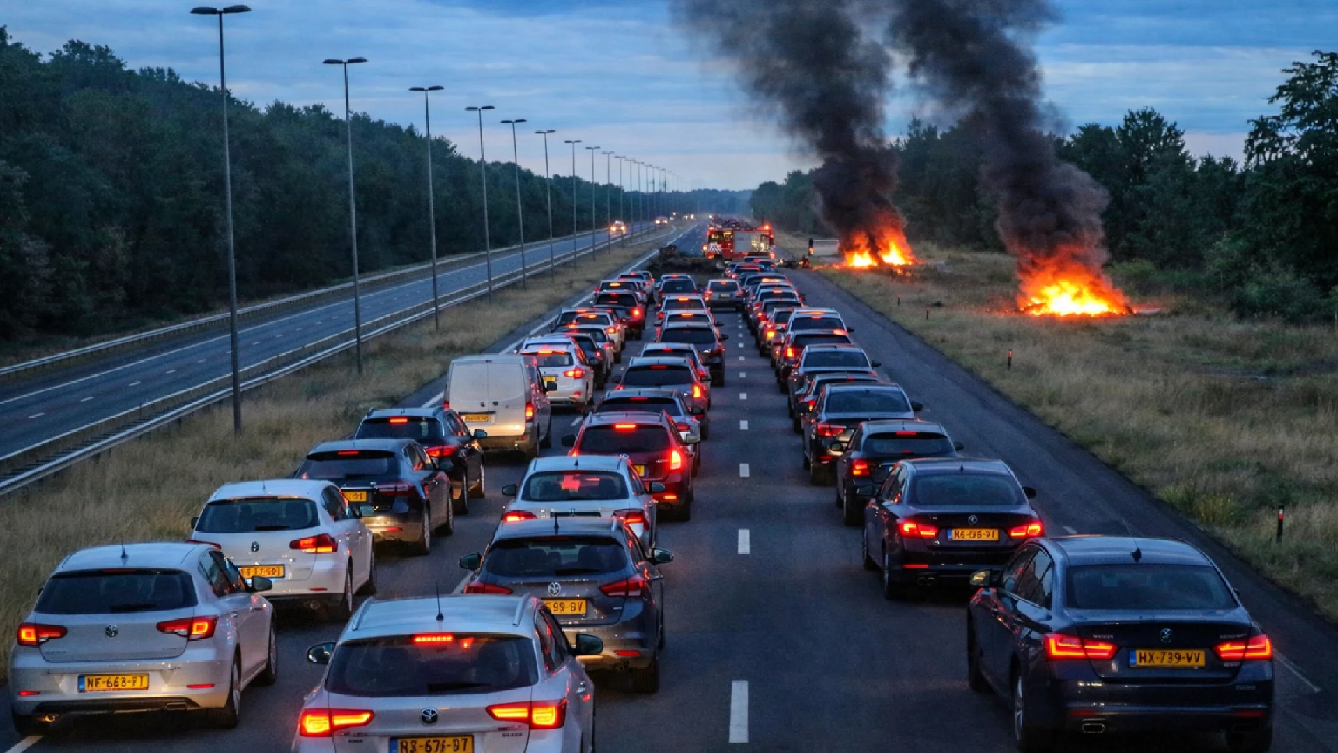 Blokkade van snelweg Blokkade van snelweg