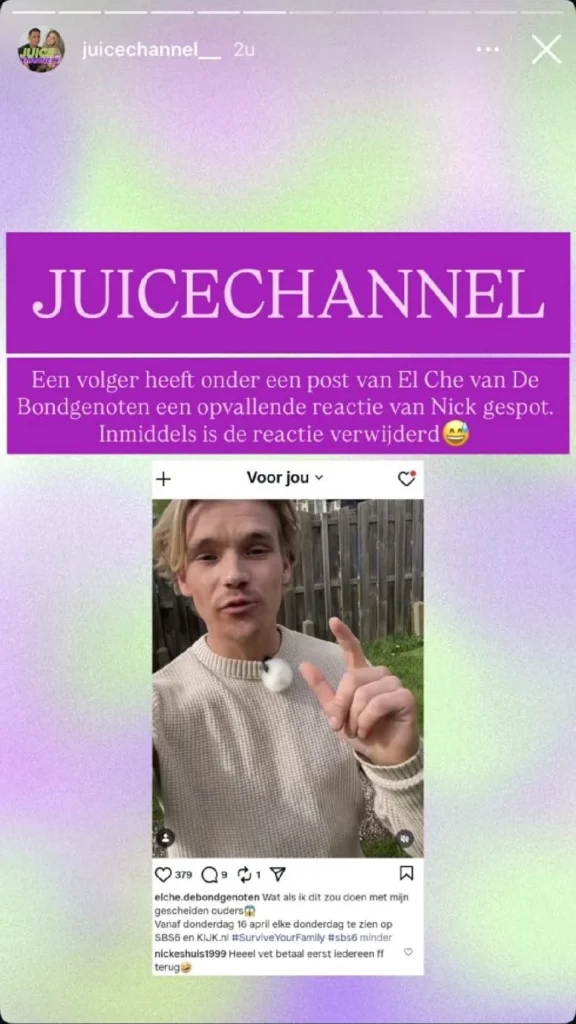 Post op Instagram Stories van Juicechannel