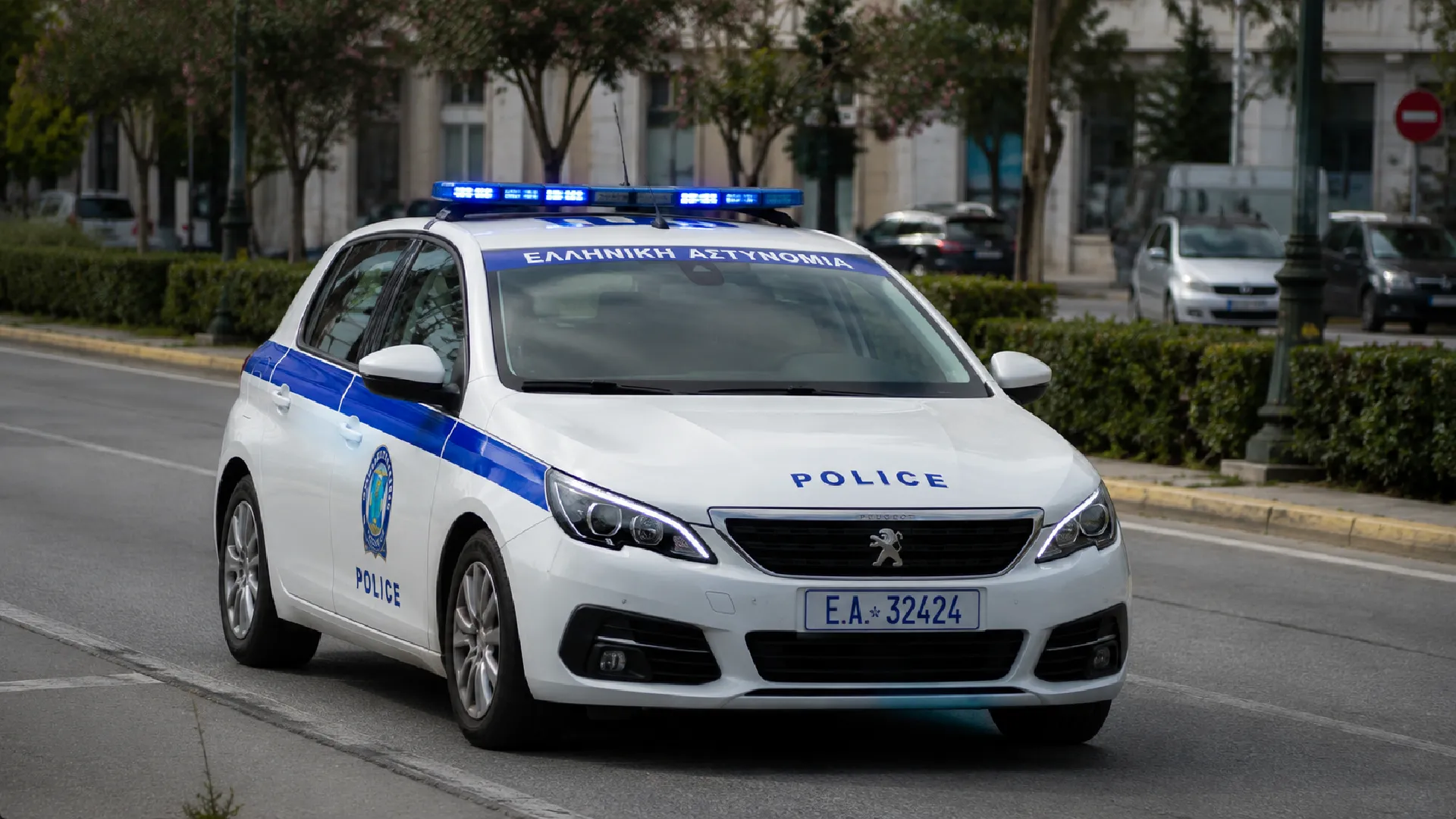 Een Griekse poliiteauto
