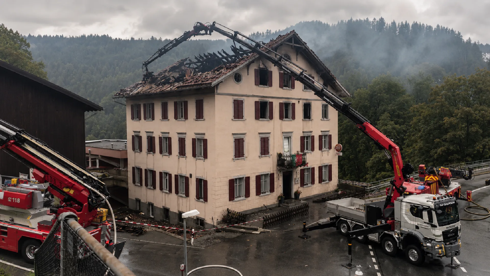 Brand in een restaurant in Zwitserland