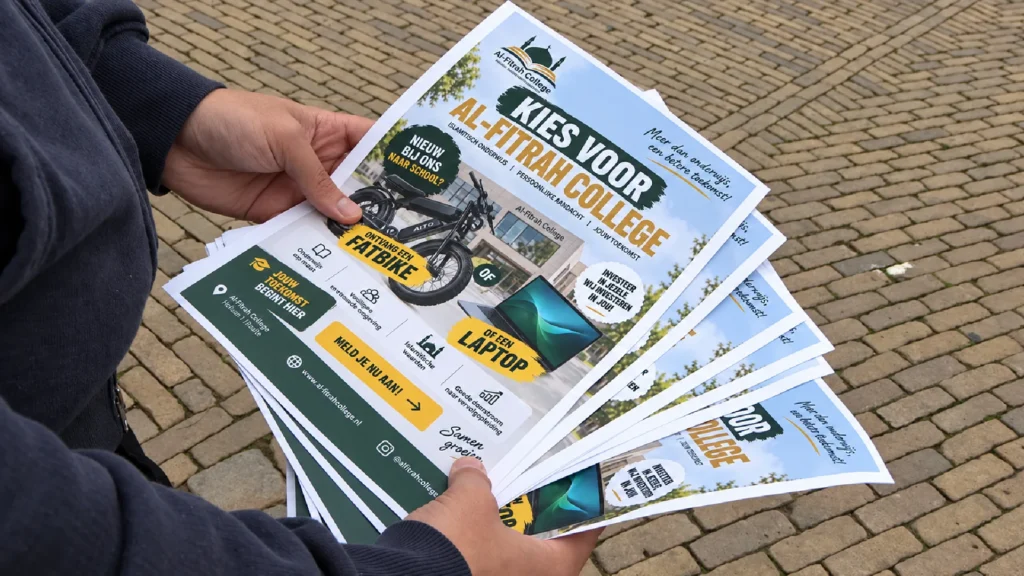 De flyer van het Al-Fitrah College (© PowNed)